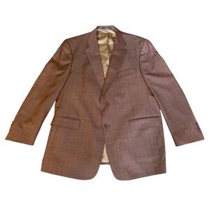 Vintage Austin Reed London Brown & Blue Plaid Sports Coat, Size 44R, Made in USA